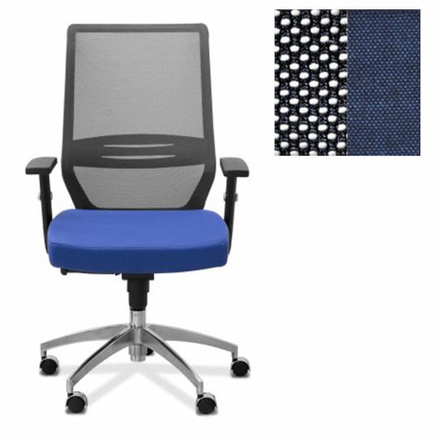 Офисное кресло для персонала Юнитекс Aero сетка/ткань Bahama черная/синяя