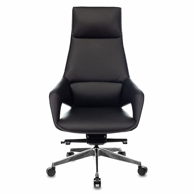 Кресло руководителя Бюрократ DAO-2 черный кожа с подголов. крестов. алюминий